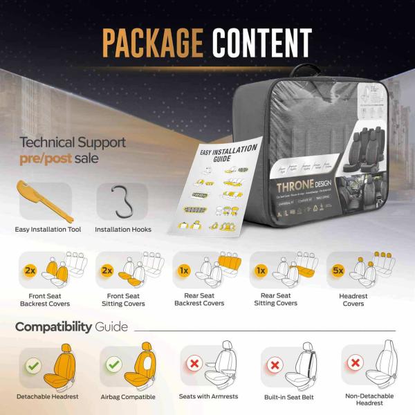 Auto Sitzbezug Set Universal Vorne und Hinten Komfortabel Komplett Set